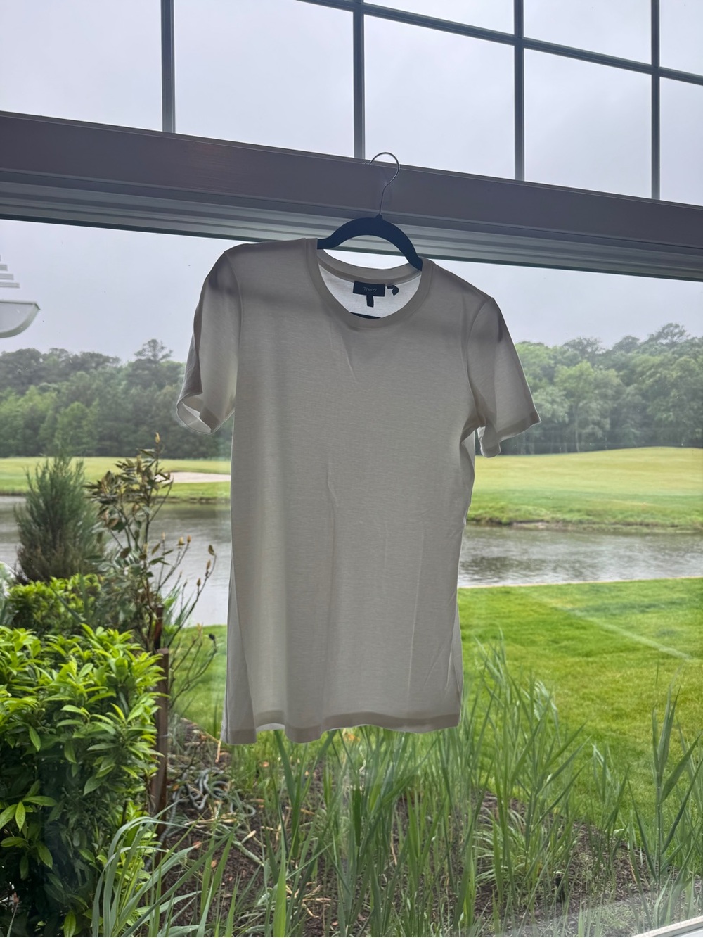 Theory Cream Short Sleeve Crew Neck Tee